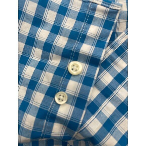 Nautica Men Blue/White Short Sleeve Checkered Button-Down Shirt Size M - Picture 8 of 10